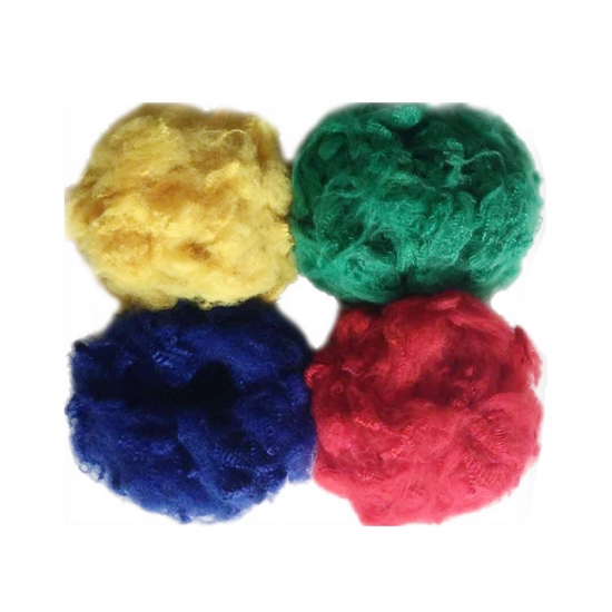 Recycled polyester staple fiber dope dyed