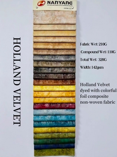 Holland Velvet dyed with colorful foil composite non-woven fabric